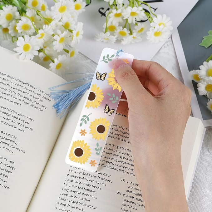 CRASHOT UV DTF Bookmark Wraps - 24 Sheets Boho Acrylic Bookmark Blanks Sticker, Rainbow UV DTF Transfer Stickers, Bee Butterfly Cactus Design for Bookworm DIY Project