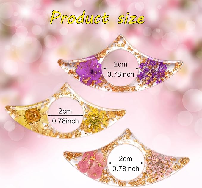 3 Pieces Book Page Holder-Dried Flower Resin Thumb Book Holder-Handmade Resin Holders Light Weight Book Opener Bookmarks Book Reading Accessories for Teachers Book Lovers (Sector Style)