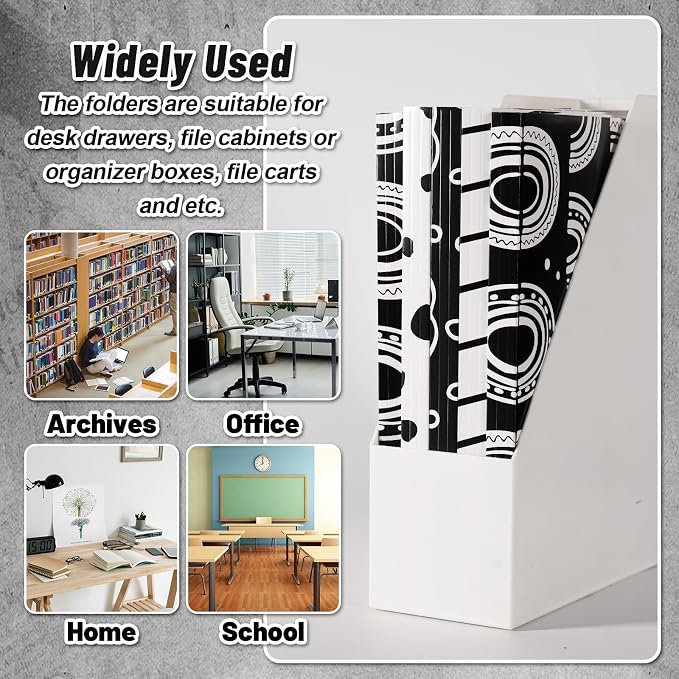 Whaline 24 Pack Black White File Folders Letter Size Squiggle Dot Stripe Rainbow File Pockets with 1/3 Cut Tab for Home Office Classroom Supplies, 8.9 x 11.6 Inch