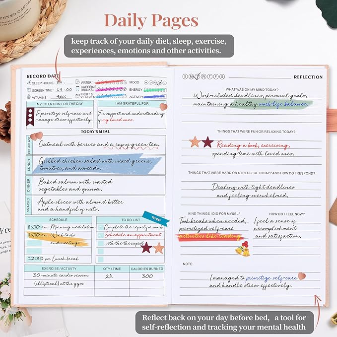 5 MINUTES A DAY Mental Health Journal, Anxiety & Guided Journal for Women, 91 Days Self Care Journal to Practice Positive Thinking, ADHD Planner with Mood Tracker (A5 Size)-Pink (5-Mentalhealth-Pink)