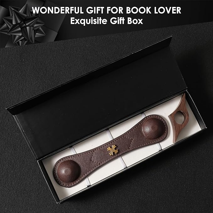 Book Weight Holder Wooden Thumb Book Page Open Weighted Bookmark Corner Reading Accessories Office Desk Decor Executive Gift for Writer Reader (Page Holder+Thumb Page Holder-Coffee)