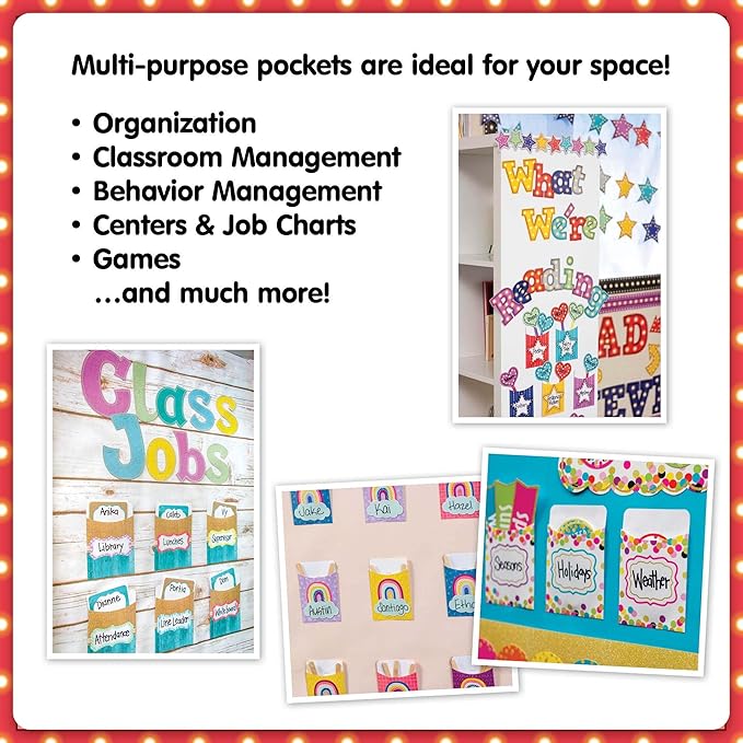 Teacher Created Resources Marquee Library Pockets - Multi-Pack