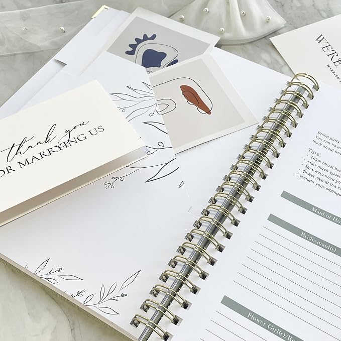 Wedding Planner Book and Organizer for Bride - Elegant Linen Cover Wedding Planning Binder with Checklists,Pockets & Calendars,Perfect Engagement Gifts for Couples(Sage)