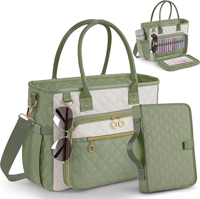 Large Bible Bag with Bible Cover Case for Women,Color-Blocking Bible Carrying Case,Church Tote Bag with Shoulder Strap for Bible Study Supplies,Christian Gifts for Women（Green）