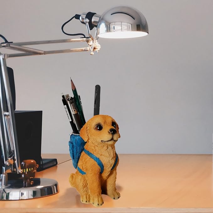 Dog Pen Holder for Desk Pen Pencil Cup Creative Desktop Pen Organizer Pencil Cups for Desk Unique Accessories Decor for Home Office School Gift for Dog Lovers (Golden Retriever)