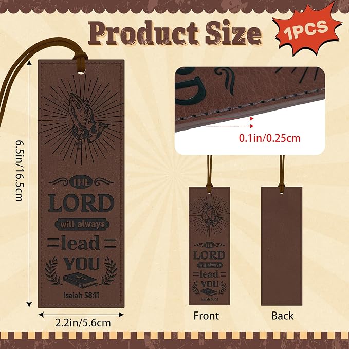 1PCS Leather Bookmark Bible Bookmarks for Reading Women Men Book Lovers Gifts, Stitched Religious Christian Bookmark Page Markers Inspirational Bible Verse Scripture Book Marks (Vintage-2-Prayer)