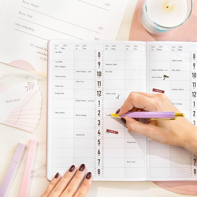 GoGirl Salon Appointment Book – Reservation Book for Beauty Salons, Spas, Hair Stylists, Estheticians – Appt Booking Planner, 7x10″ (Rose Gold)