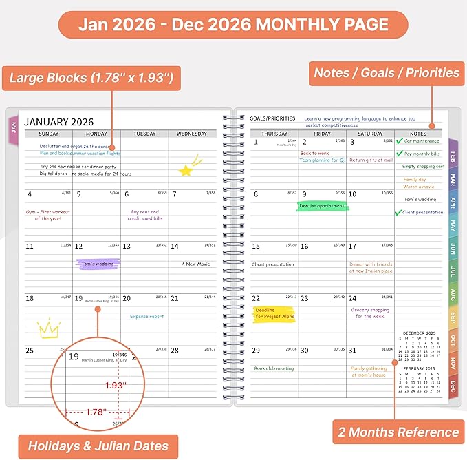 2026 Appointment Book, 30 Minutes-Hourly, Weekly ＆ Monthly Calendar Planner 2026, Jan 2026 - Dec 2026, 8.5'' x 11'', 2026 Daily Planner with Tabs ＆Pocket, Flexible Cover, Great for Office, Home, School