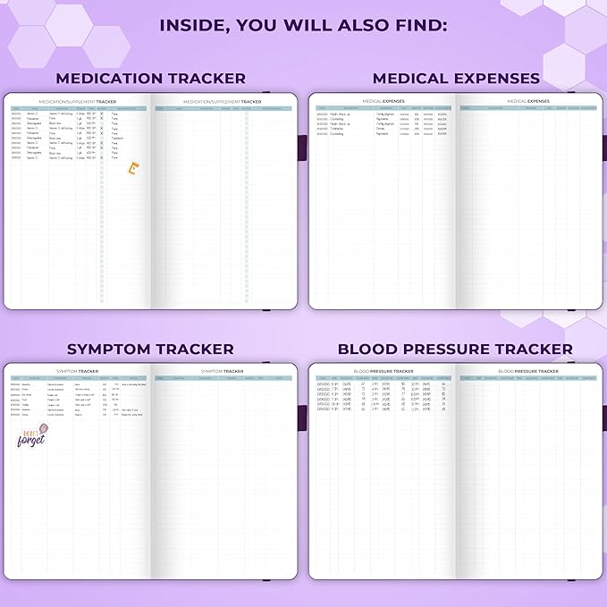 Clever Fox Large Medical Planner 12-Month – Medical Notebook, Health Diary, Wellness Journal to Track Health – 12 Months, 7x10.5″ (Purple)