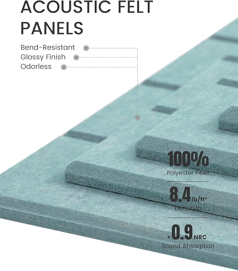 Fluxynara Felt Bulletin Board Tiles -28"x18" with 40 Adhesive Tabs, Cork Board Alternative for Office Decor, Push Pin Board Wall Organizer 6-Pack (Teal Blue)
