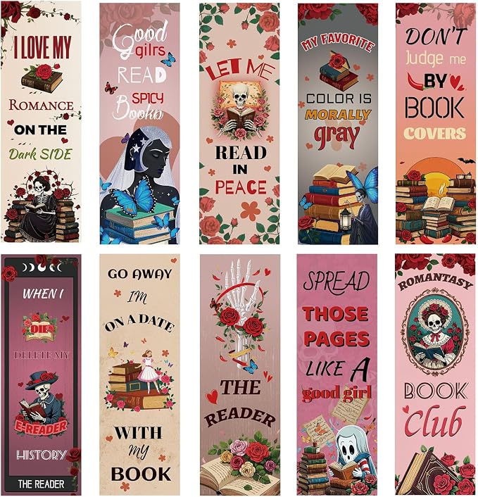 100 Dark Romance Bookmarks - 10 Edgy Double-Sided Designs for Spicy Book Lovers, Morally Gray & Romantasy Fans (Dark Romance)
