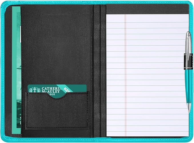 Padfolio Binder A5 Document Organizer with Refillable Lined Notepad, Junior Size Folder Portfolio for Men Women,Columbia Blue