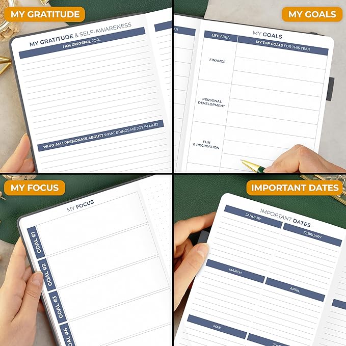 Clever Fox Daily Planner 2nd Edition – Undated Time Block Task Organizer with Hourly Schedule & To-do list – A5, 6 Months (Silver Black)