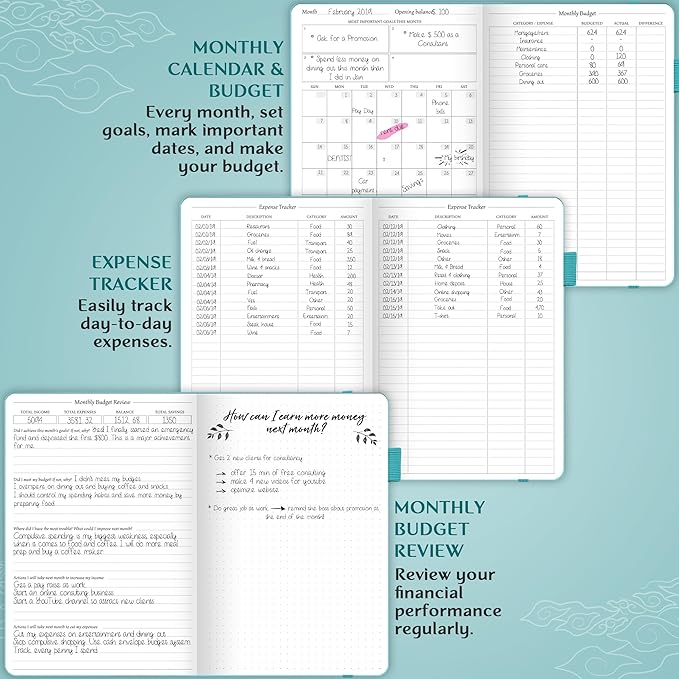Legend Budget Planner – Financial Organizer Book. Money Account & Expense Tracker Notebook Journal for Household Monthly Budgeting (Viridian)