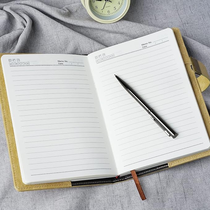WEMATE Diary with Lock, A5 PU Leather Journal with Lock 240 Pages, Vintage Lock Journal Password Protected Notebook with Pen & Gift Box, Lock Diary Planner Organizer for Men and Women, 8.6x5.8in