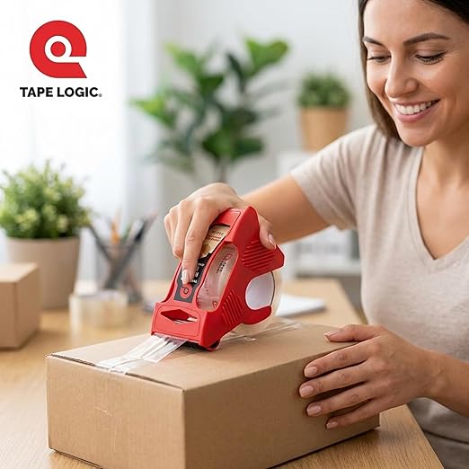 Tape Logic Heavy Duty Packing Tape with Dispenser (6 Pack) – 2.6 Mil Thick Clear Shipping Tape, 2 in x 25 yd – Strong Industrial Adhesive for Moving Boxes, Mailing, & Shipping Packaging