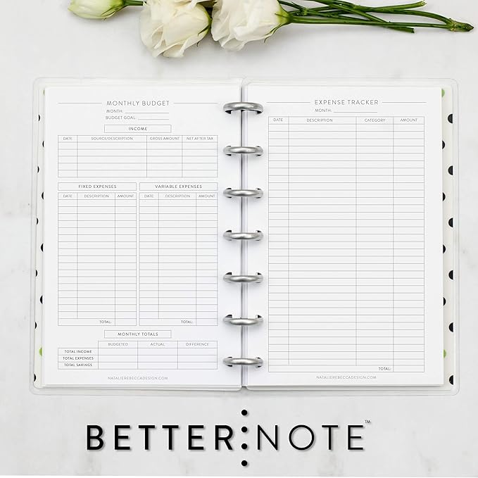 BetterNote Finance Plan Refill for Discbound Notebooks, Bill, Account, Expense, Budget, Debt Snowball, Fits Levenger Circa, The Happy Planner, Arc Systems, TUL, Talia, 1 Year Supply (7-Disc, 4.6”x7”)
