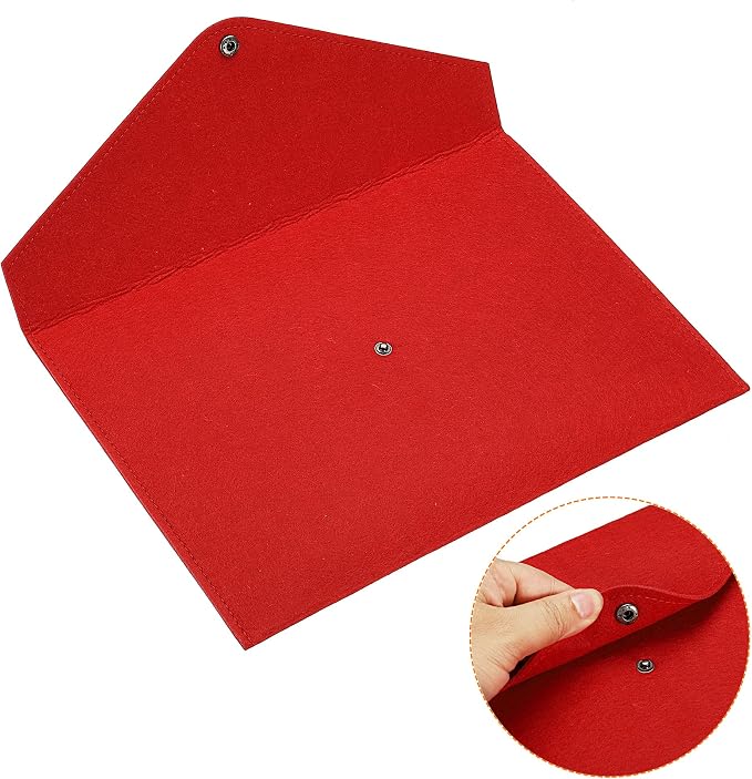 PATIKIL File Bag Felt Folder 2 Pack A4 Envelope Document Storage Pouch Organizer for Office Business, Red