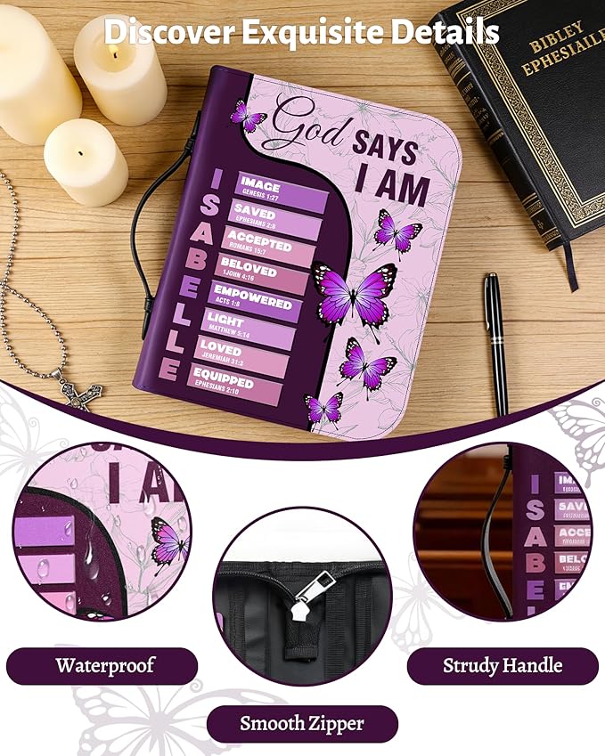 Personalized Bible Covers, Custom Leather Bible Cover Case with Initial Name, Personalized Bible Carrying Case for Women, Custom Bible Bag for Men, Christian Gifts for Daughter Wife