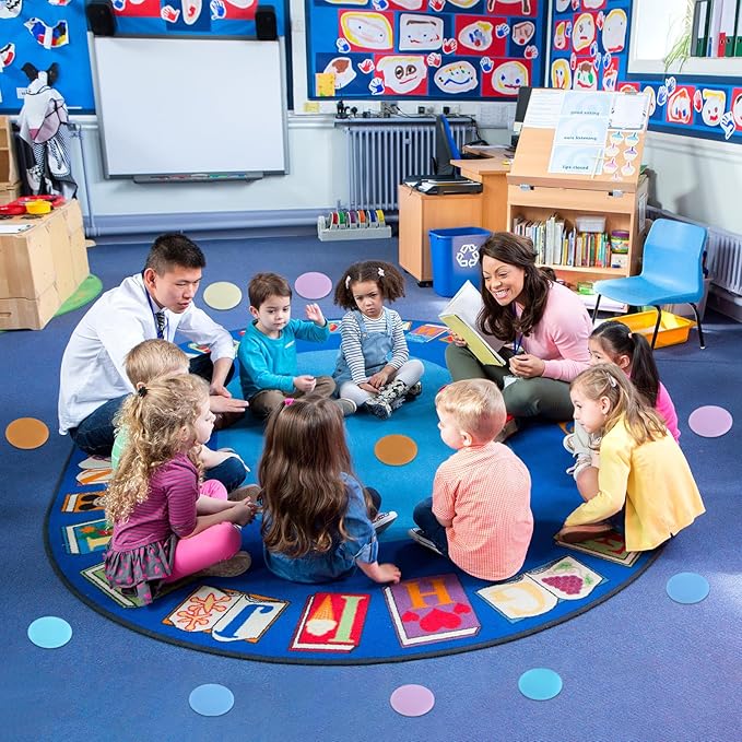 50 pcs Spot Markers Carpet Floor Spots Markers 5 Colors (Includes Pastel) for Classroom Decoration, for Flexible Carpet Dots for School Supplies for Elementary School Teacher