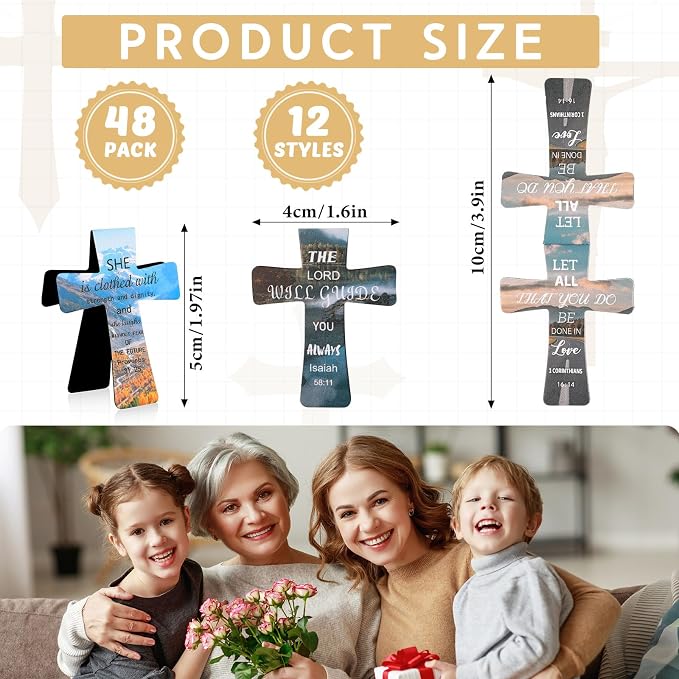 Resurhang 24 Pcs Magnetic Bookmarks Christian Cross Magnetic Page Markers Religious Bible Verses Bookmarks for Mother's Day Women Student Church Study Group Graduation Coworker Team (Landscape)