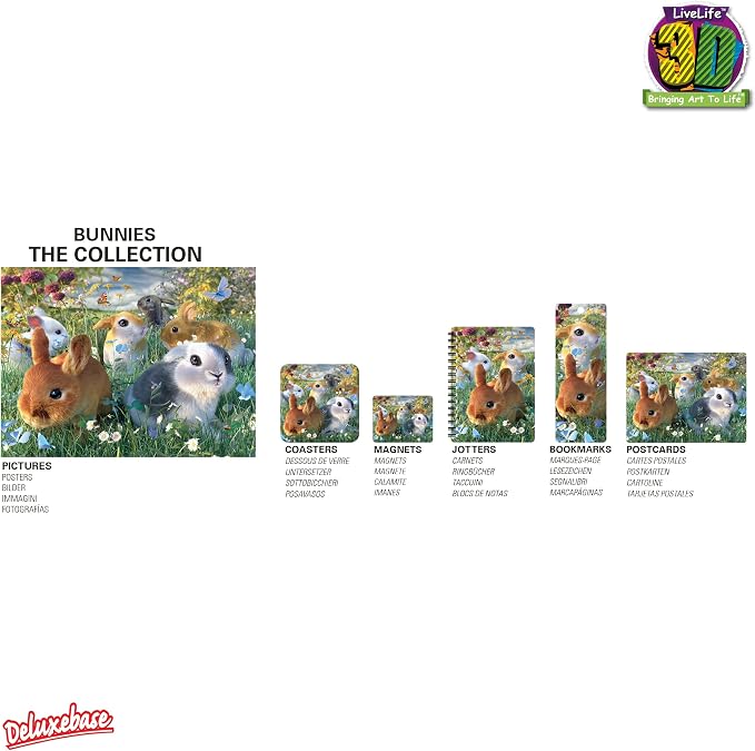 3D LiveLife Bookmark - Bunnies from Deluxebase. Cute Lenticular Rabbit Page Marker. Animal Themed Accessories for Book Lovers. Small Gifts for Men, Women, Writers and Teachers.