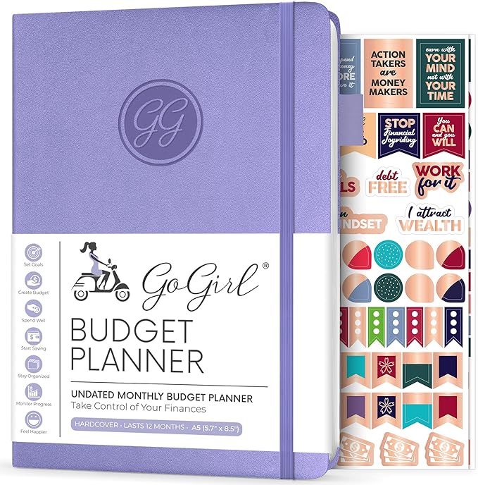 GoGirl Budget Planner – Monthly Financial Planner Organizer Budget Book. Expense Tracker Notebook Journal to Control Money, A5 (Lavender)