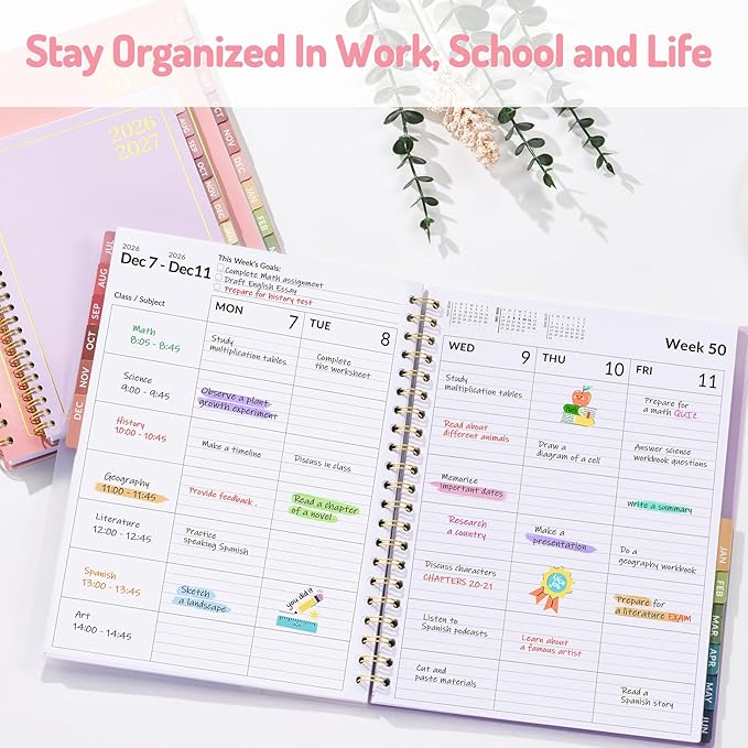 Teacher Planner 2026-2027, Forvencer Academic Planner 2026-2027, Jul 2026 - Jun 2027, 8.5"x11", Weekly & Monthly Planning Book with 7 Periods, School Agenda for Teacher Student Homeschool, A4, Beige