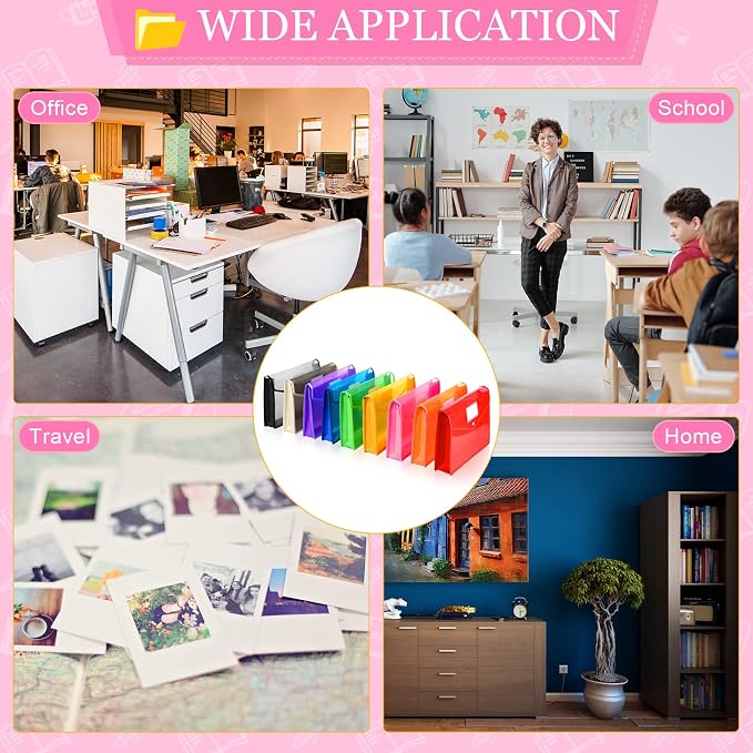 Epakh 27 Pack B4 Plastic Expanding File Folders Waterproof Transparent Expandable File Folder Wallet Document Organizer with Snap Button Closure for School Office Business (Bright Color)