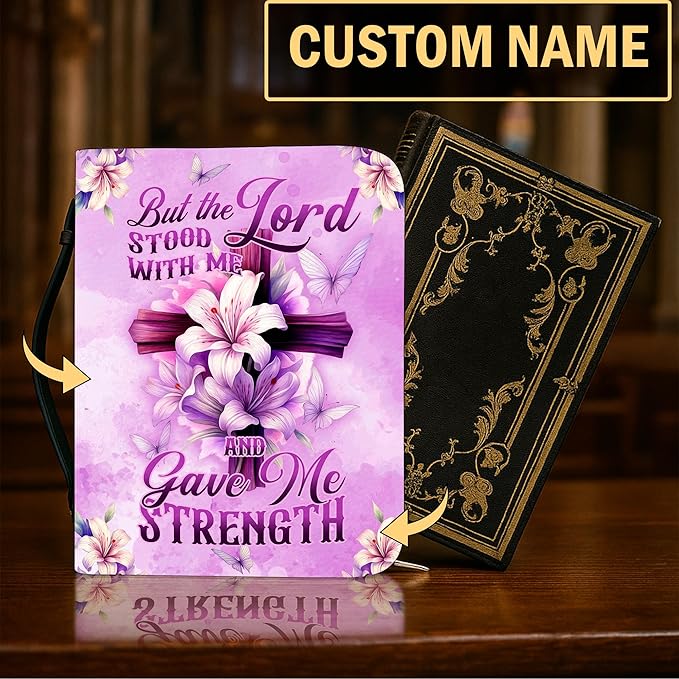 Personalized Bible Cover for Men, Christian Bible Case PU Leather, Jeus Bags Religious Appreciation Gifts for Women Girls Daughter Christian with Handle Zipper (BIBLE-04, M-2Xl)