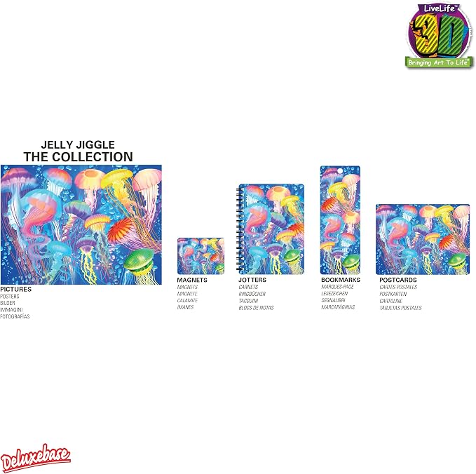 3D LiveLife Bookmark - Jelly Jiggle from Deluxebase. Cute Lenticular Jellyfish Page Marker. Animal Themed Accessories for Book Lovers. Small Gifts for Men, Women, Writers and Teachers.