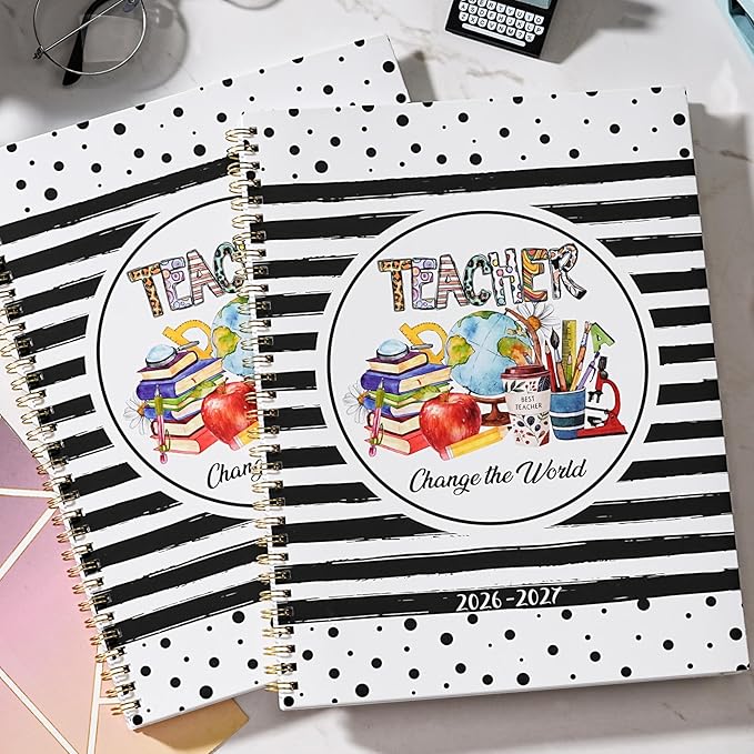 2026-2027 Teacher Planner, July 2026 - June 2027, Lesson Planner 2026-2027, 8.5" x 11", Colorful Monthly Tabs, Spiral Bound