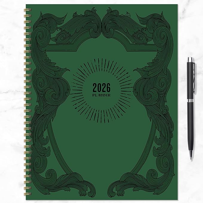 TF Publishing 2026 Crest Large Weekly Monthly Planner with 12-Month Calendar Grid, Goals and Task Trackers, Notes Section, and Stickers - Large Planner for School or Work - 9in x 11in