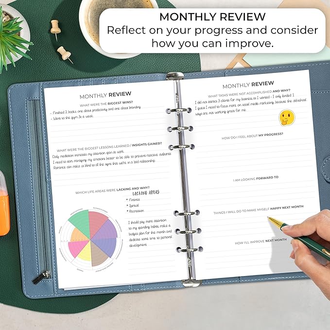 Clever Fox Weekly Planner Binder – Goal Setting Planner for Time Management & Weekly Tasks – Work & Life Organizer with To Do List & Habit Tracker – Undated, 7″ x 9″ Hardcover (Windy Blue)