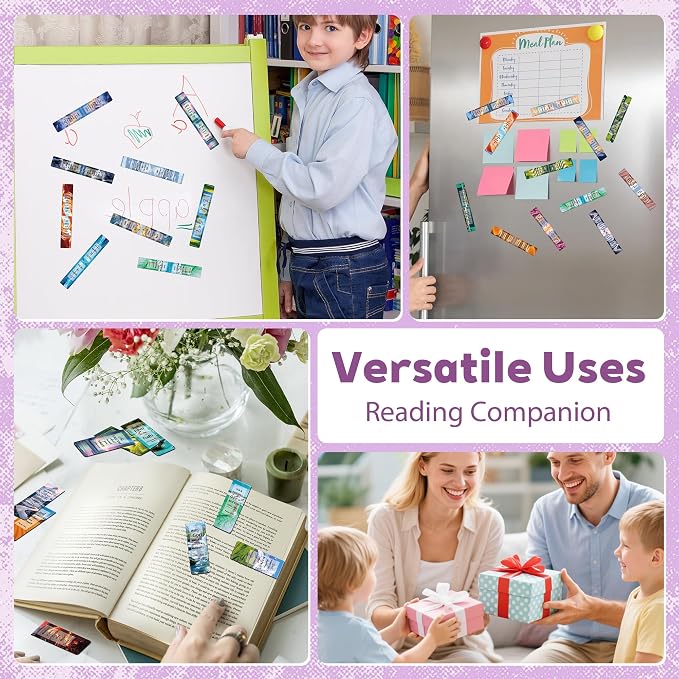 96Pack Magnetic Bookmarks Bible Bookmark Christian Bookmarks Bulk Book Marks for Reading Women Men Adults Kids Book Lovers Gifts, Cute Personalized Religious Magnet Bookmark Clips (Scenery)