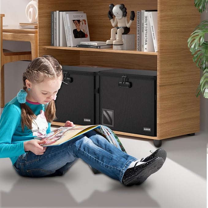 5200 Fireproof Book Storage for 150-175 Comics, Water-Resistant & Moistureproof Stackable Box With Label Window and Lock, Sturdy Short Case With Fire Zipper, Black