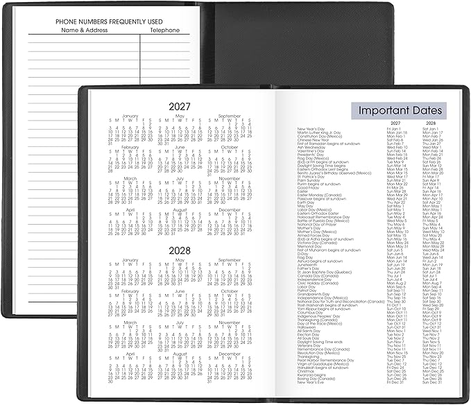 AT-A-GLANCE 2027 Planner, Monthly, 14-Month Dec-Jan, 3.5" x 6", Pocket Size, Unruled Daily Blocks, DayMinder, Black (SK530027)