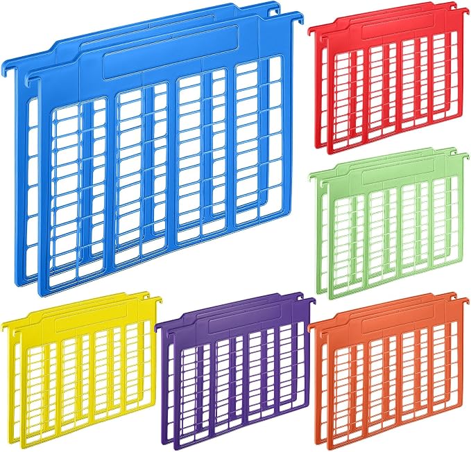 Watersay 12 Pack File and Folder Dividers 11 x 6 Inches Hanging Filing Cabinet Dividers Plastic Folder Organizer Insertable File Separators Office Filing Supplies for Organization (Rainbow Color)