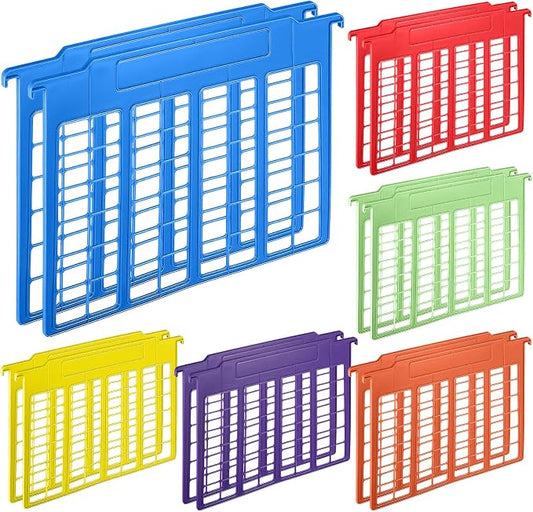 Watersay 12 Pack File and Folder Dividers 11 x 6 Inches Hanging Filing Cabinet Dividers Plastic Folder Organizer Insertable File Separators Office Filing Supplies for Organization (Rainbow Color)