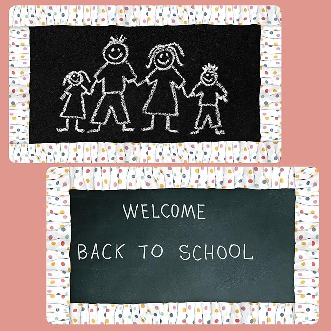 Irenare 6 Rolls Ruffled Bulletin Board Borders for Classroom Decor DIY Farmhouse Burlap Bulletin Border Trim Crafts Classroom Home Decor (2.5 x 94.5 Inch,Boho Polka Dot)