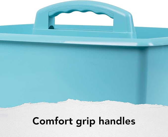 Storex 2-Compartment Large Caddy – Multipurpose Classroom Organizer with Handle, Teal, 6-Pack (00959F06C)