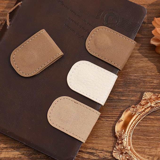 3PCS Magnetic Leather Bookmarks，Book Marks for Books, Strong Magnet Reading Accessories for Men & Women，Long-Lasting and Durable Gift Suitable for Book Lovers & Students (Cream，Light Khaki，Taupe)