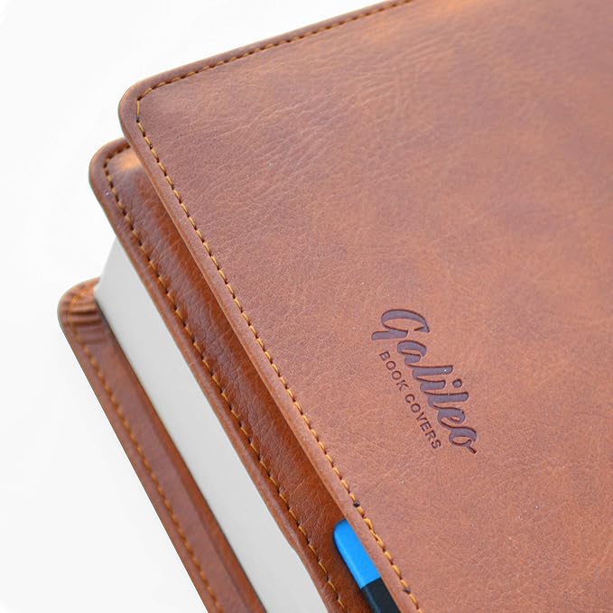 GALILEO® Double AA Big Book Cover & 12 Steps & 12 Traditions | Medallion Holder | AA Gift | Alcoholics Anonymous | PU Leather | AA Book Covers for Hardcover (Plain/Coin Pocket/Tan)