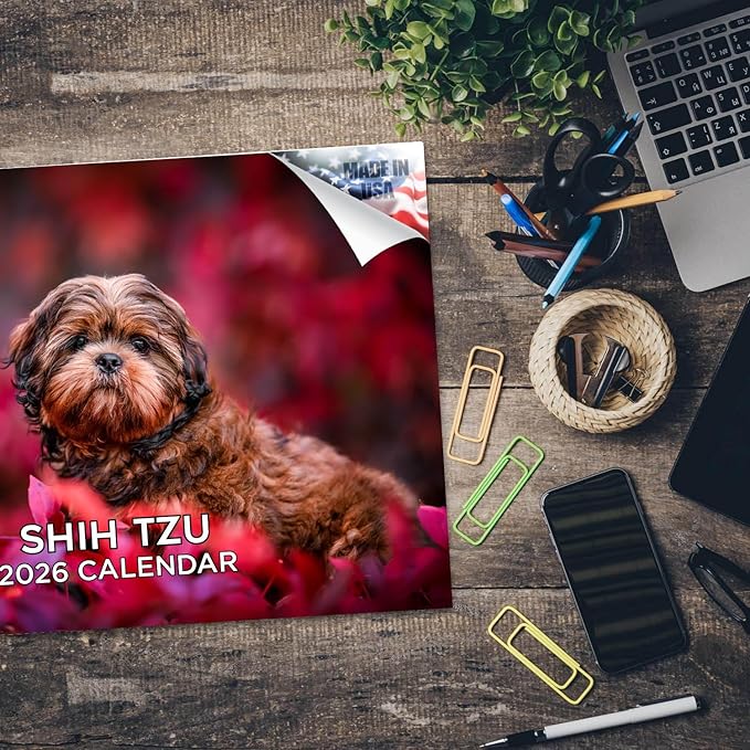 2025 2026 Shih Tzu Calendar - Dog Breed Monthly Wall Calendar - 12" x 18" Open - Thick No-Bleed Paper - Giftable - Academic Teacher's Planner Calendar Organizing & Planning - Made in USA
