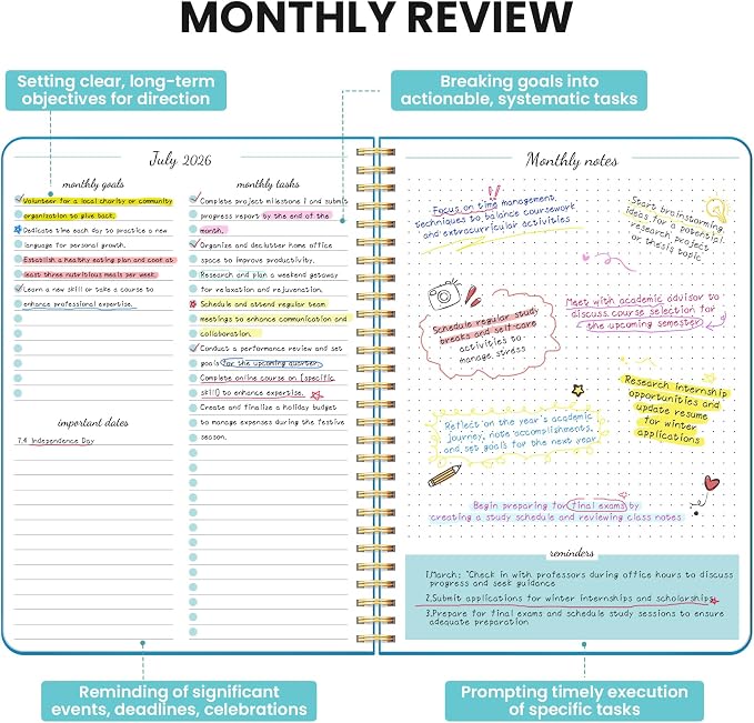 Monthly Planner 2026-2027, 18 Months Calendar Planner 2026-2027, Runs from July 2026 - December 2027, 7" x 10", Perfect for School Office Home Planning - Azure Blue