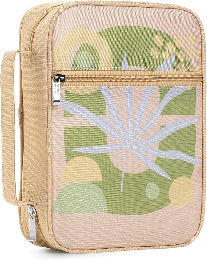 Mr. Pen- Bible Cover Case, Carrying Book Case with Durable Handle and Zippered Pocket, Bible Protective Church Bag for Men & Women, Christian Gifts, Earthy Botanica