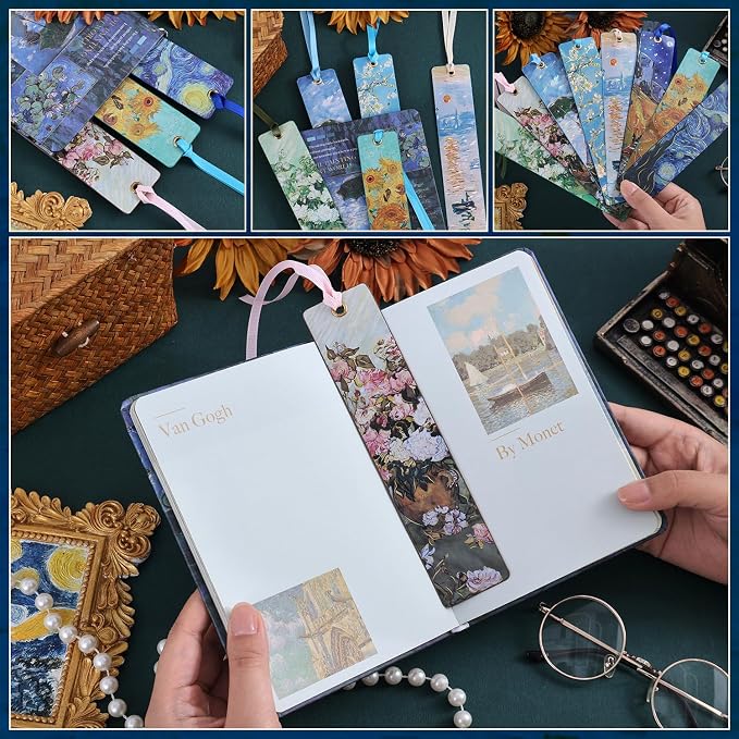 8 Pcs Oil Painting Bookmarks for Women, Bookmarks Set for Book Lover, Book Marks for Reading, Vintage Book Marks for Kids Students Classroom Gift for Teacher