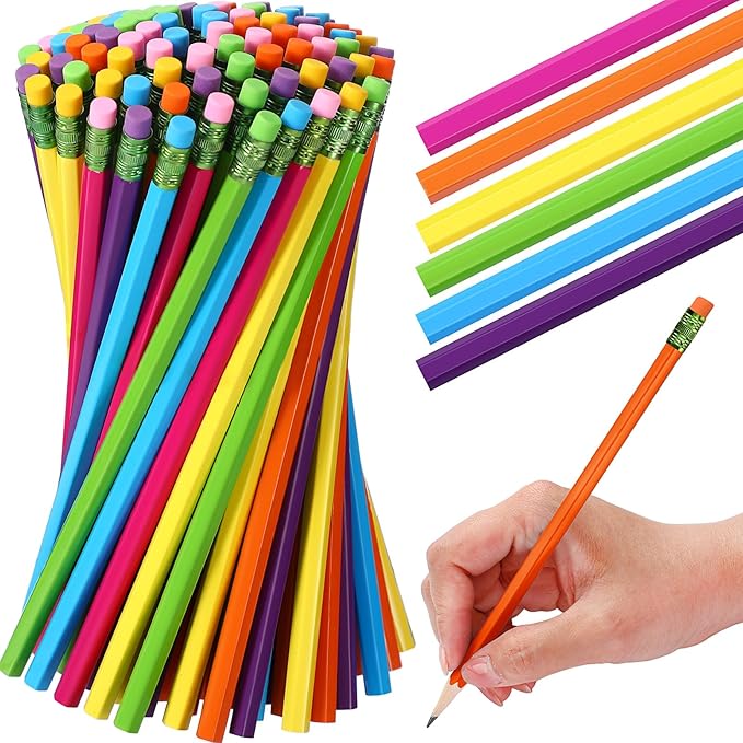TecUnite 60 Pcs HB Pencils #2 Unsharpened Wood Cased Pencils with Eraser Hexagonal Pencil Cute Graphite No 2 Pen for Adults Gifts Exam School Office Sketching Learning(Rainbow Color, Green)