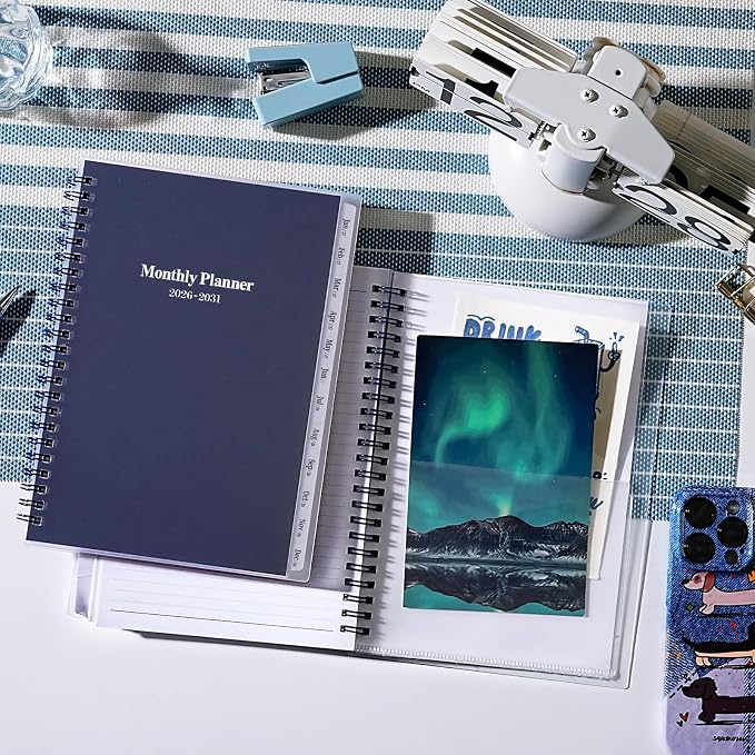 2026-2031 Monthly Planner/Calendar - Jul. 2026 - Jun. 2031, 5 Year Monthly Planner with Tabs, 6.4" x 8.5", 60 Monthly Planner, Two-Side Pocket, 9 Notes Pages, Suitable for Long-Term Planning - Blue