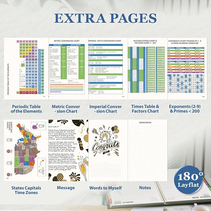 19 Months Planner, 2026 Weekly & Monthly Planner, 8.5"×11" Daily Weekly Monthly Calendar Planner, June 2025-Dec 2026 Organizers with Habit Tracker for School & Office, Colored Tabs, Stickers, Pocket, Ruler Bookmark-Beige